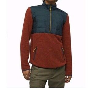 NWT Prana IncrediWool 1/2 Zip Sweater Pullover Men's XXL Rust Heather Wool Blend